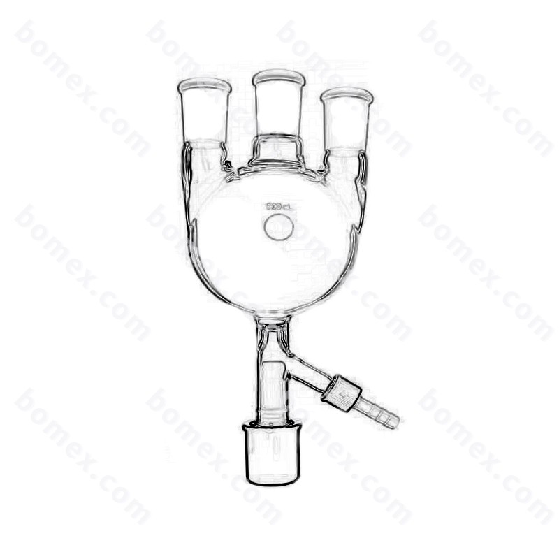 直三口球瓶，帶8mm高真空放料閥